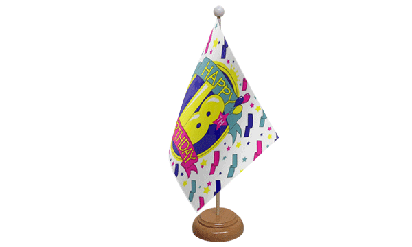 Happy 18th Birthday Small Flag with Wooden Stand